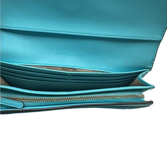 AUTHENTIC~ Beautiful Michael Kors aqua color... | Depop MICHAEL KORS Aqua / Blue Wallet